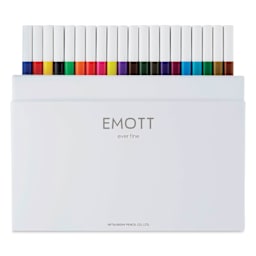 Uni Emott Fineliners - Set of 40 (front of package with lid off)
