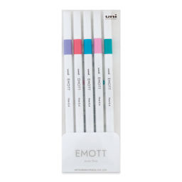 Uni Emott Fineliners - Set of 5, Candy Pop Colors (front of package)