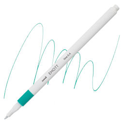 Uni Emott Fineliner - Emerald Green pen and swatch