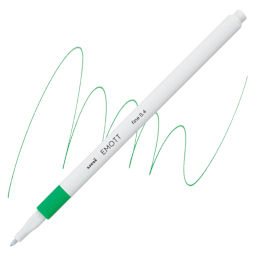 Uni Emott Fineliner - Green pen and swatch