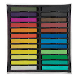 Derwent Academy Soft Pastels - Set of 24 pastels shown in storage tray
