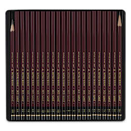 Uni Hi-uni Graphite Pencil Set - Components of set in storage tin