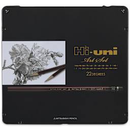 Uni Hi-uni Graphite Pencil Set - Top view of cover of set