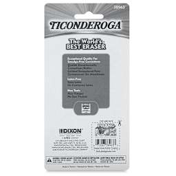 Ticonderoga Neon Pencil Shaped Erasers - Pkg of 3 (Back of package)