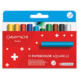 Caran d'Ache Swisscolor Water-Soluble Wax Pastels - Set of 10 (front of package)