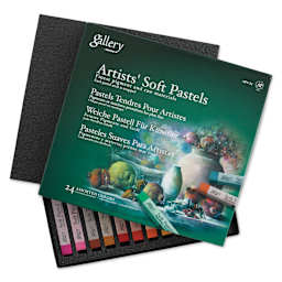 Mungyo Gallery Artists' Soft Pastels - Set of 24 (front of packaging with contents)