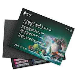 Mungyo Gallery Artists' Soft Pastels - Set of 36 (front of packaging with contents)