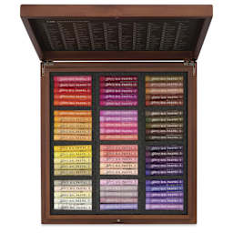 Mungyo Gallery Artists' Soft Oil Pastels - Set of 120, Wooden Box, pastels shown from above