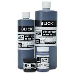 Blick Black Cat Waterproof India Inks in various sizes