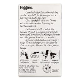 Higgins Drawing Ink - 1 oz, Violet, back of the packaging