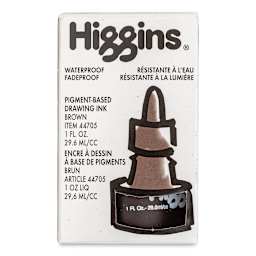 Higgins Drawing Ink - 1 oz, Brown, front of the packaging