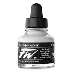 Daler-Rowney FW Acrylic Water-Resistant Artists Ink - 1 oz, White side