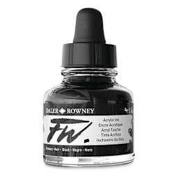 Daler-Rowney FW Acrylic Water-Resistant Artists Ink - 1 oz, Black side