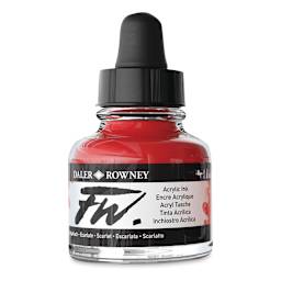 Daler-Rowney FW Acrylic Water-Resistant Artists Ink - 1 oz, Scarlet side