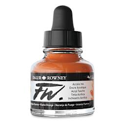 Daler-Rowney FW Acrylic Water-Resistant Artists Ink - 1 oz, Flame Orange side
