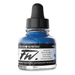 Daler-Rowney FW Acrylic Water-Resistant Artists Ink - 1 oz, Fluorescent Blue side