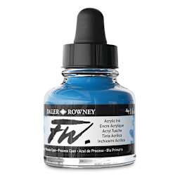 Daler-Rowney FW Acrylic Water-Resistant Artists Ink - 1 oz, Process Cyan side