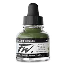 Daler-Rowney FW Acrylic Water-Resistant Artists Ink - 1 oz, Olive Green side