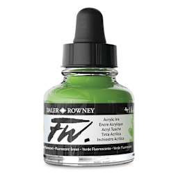 Daler-Rowney FW Acrylic Water-Resistant Artists Ink - 1 oz, Fluorescent Green side