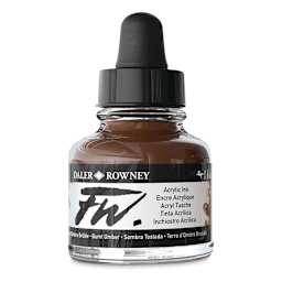 Daler-Rowney FW Acrylic Water-Resistant Artists Ink - 1 oz, Burnt Umber side