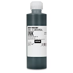 Koh-I-Noor Rapidograph Universal Ink - Front view of 8 oz bottle of Black India Ink