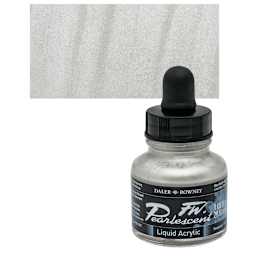 Daler-Rowney FW Acrylic Pearlescent Liquid Acrylic Artist's Ink - 1 oz, Silver Pearl and swatch