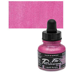 Daler-Rowney FW Acrylic Pearlescent Liquid Acrylic Artist's Ink - 1 oz, Sundown Magenta and swatch