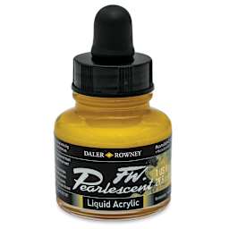 Daler-Rowney FW Acrylic Pearlescent Liquid Acrylic Artist's Ink - 1 oz, Mazuma Gold