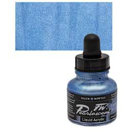 Daler-Rowney FW Acrylic Pearlescent Liquid Acrylic Artist's Ink - 1 oz, Sky Blue and swatch