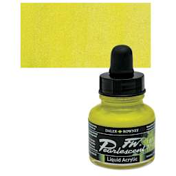 Daler-Rowney FW Acrylic Pearlescent Liquid Acrylic Artist's Ink - 1 oz, Genesis Green and swatch