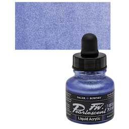 Daler-Rowney FW Acrylic Pearlescent Liquid Acrylic Artist's Ink - 1 oz, Dutch Blue and swatch