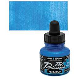 Daler-Rowney FW Acrylic Pearlescent Liquid Acrylic Artist's Ink - 1 oz, Galactic Blue and swatch