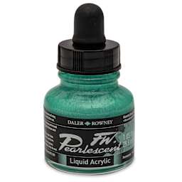 Daler-Rowney FW Acrylic Pearlescent Liquid Acrylic Artist's Ink - 1 oz, Waterfall Green