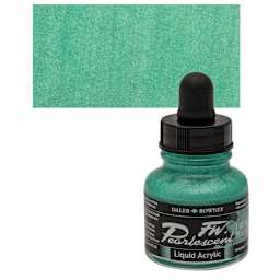 Daler-Rowney FW Acrylic Pearlescent Liquid Acrylic Artist's Ink - 1 oz, Waterfall Green and swatch