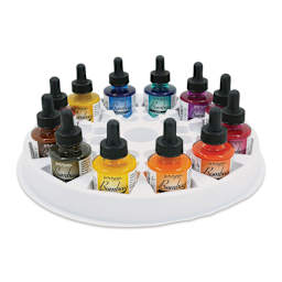 Dr. Ph. Martin's Bombay India Ink - 1 oz, Round Set, Set of 12 standing up in tray