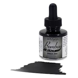 Dr. Ph. Martin's Bombay India Ink - 1 oz, Black with swatch