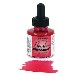 Dr. Ph. Martin's Bombay India Ink - 1 oz, Red bottle with swatch