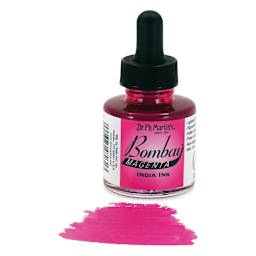 Dr. Ph. Martin's Bombay India Ink - 1 oz, Magenta bottle with swatch