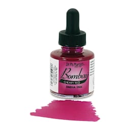 Dr. Ph. Martin's Bombay India Ink - 1 oz, Cherry Red bottle with swatch