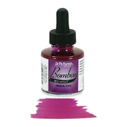 Dr. Ph. Martin's Bombay India Ink - 1 oz, Red Violet bottle with swatch