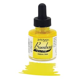 Dr. Ph. Martin's Bombay India Ink - 1 oz, Yellow bottle with swatch