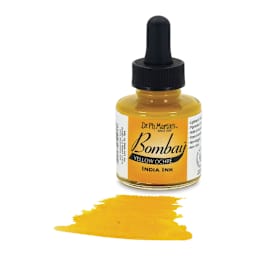 Dr. Ph. Martin's Bombay India Ink - 1 oz, Yellow Ochre bottle with swatch