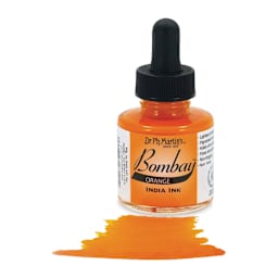 Dr. Ph. Martin's Bombay India Ink - 1 oz, Orange bottle with swatch