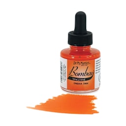 Dr. Ph. Martin's Bombay India Ink - 1 oz, Tangerine bottle with swatch