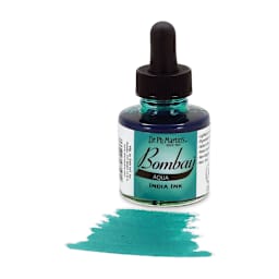 Dr. Ph. Martin's Bombay India Ink - 1 oz, Aqua bottle with swatch