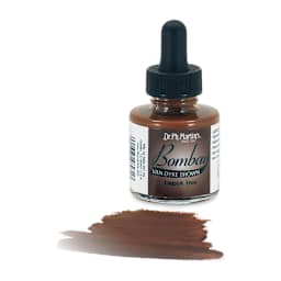 Dr. Ph. Martin's Bombay India Ink - 1 oz, Van Dyke Brown bottle with swatch
