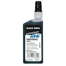 Koh-I-Noor Rapidograph Universal Ink - Front view of 3/4 oz bottle of Black India Ink