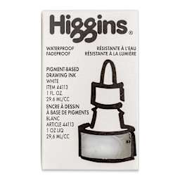 Higgins Dye-Based Drawing Ink - 1 oz, White, Waterproof, Dye-Based Ink, front of the packaging