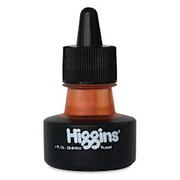 Higgins Dye-Based Drawing Inks - Front of 1 oz bottle of Russet Ink
