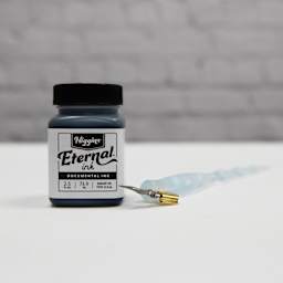 Higgins Eternal Ink - Black, 2.5 oz bottle with dip pen